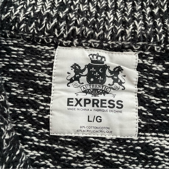 Express Mens 1/4 Zip Pullover Sz L Gray/Black Mock Neck Knit Preppy Y2K Everyday - Picture 3 of 10